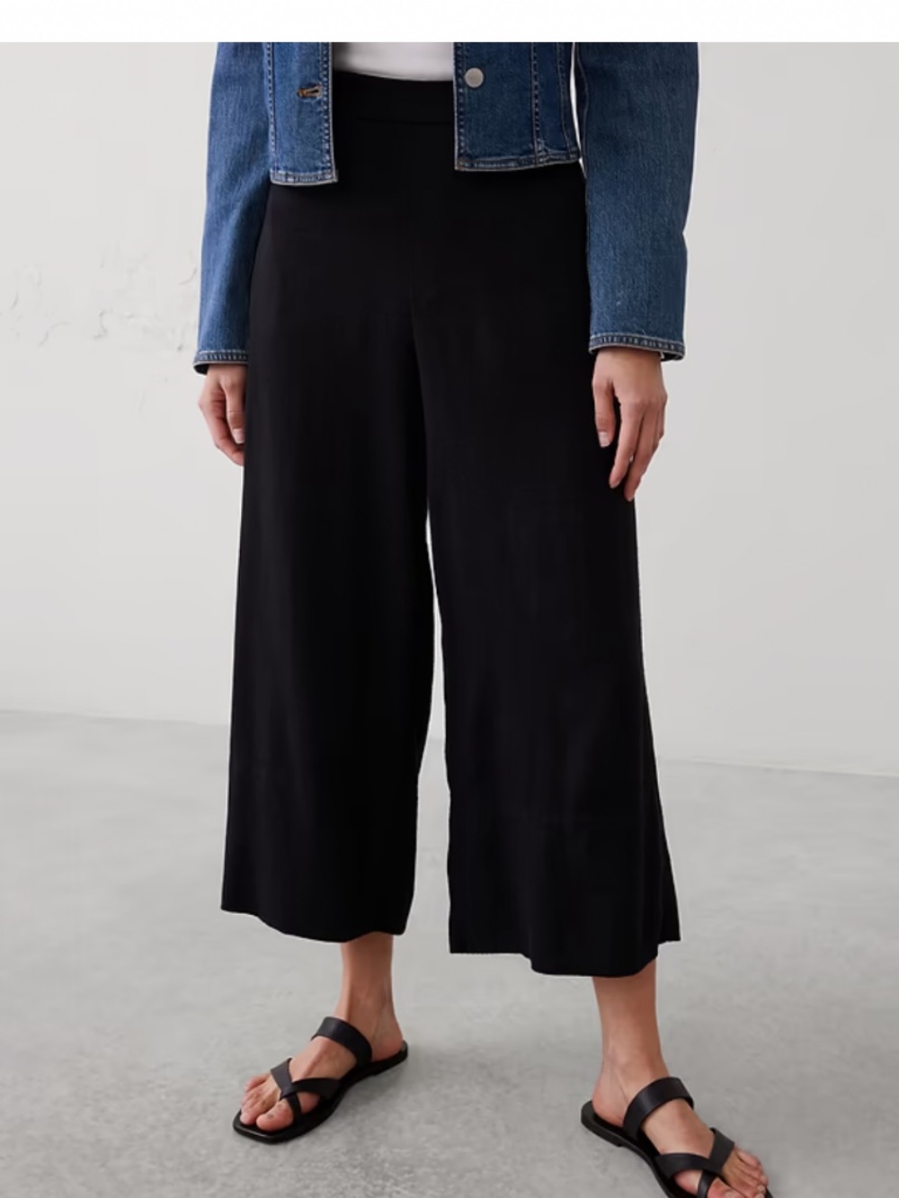 BANANA REPUBLIC ANYDAY WIDE-LEG HIGH-RISE LINEN-BLEND CROPPED PANT Size M